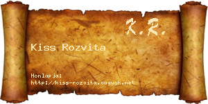 Kiss Rozvita névjegykártya